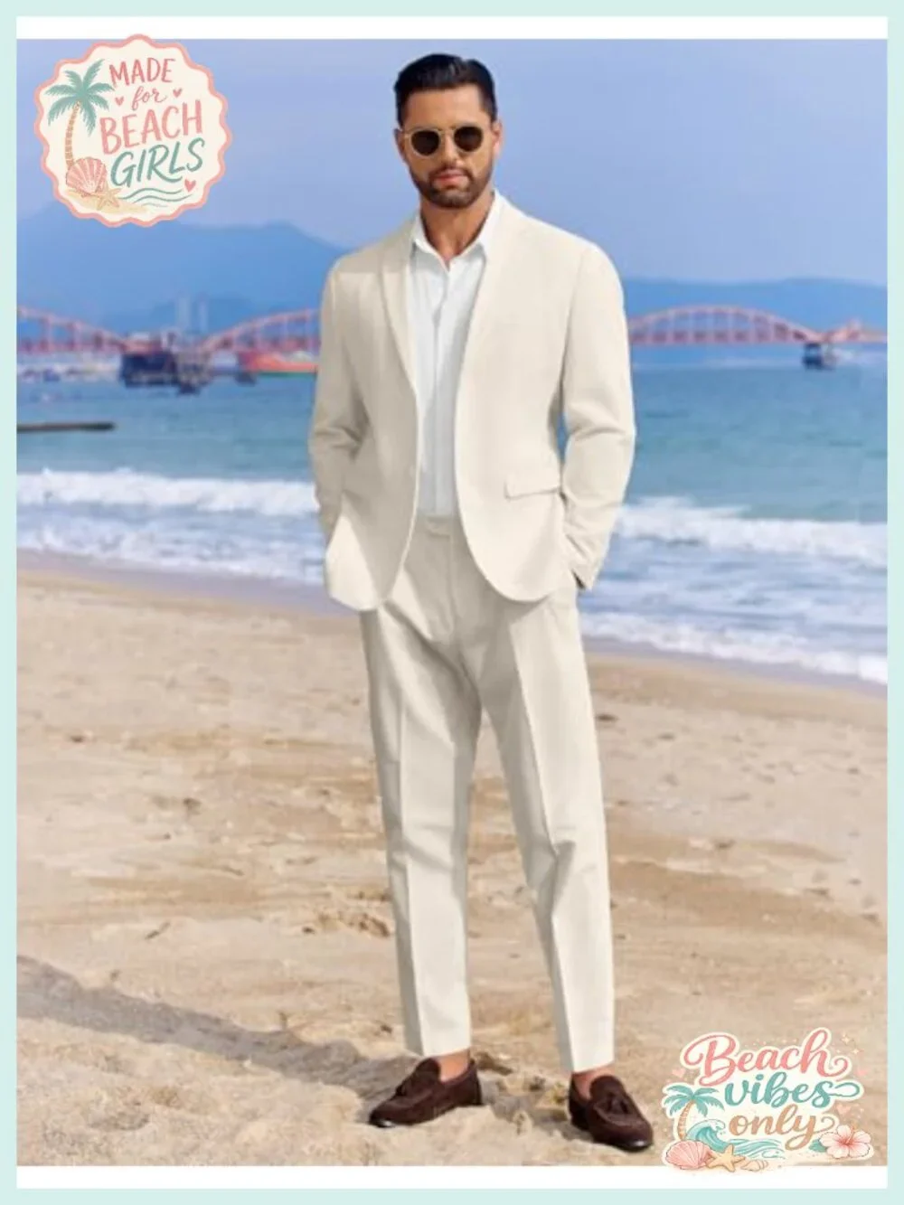 Men's 2 Piece Linen Suits Set Regular Fit Lightweight Summer Beach Wedding